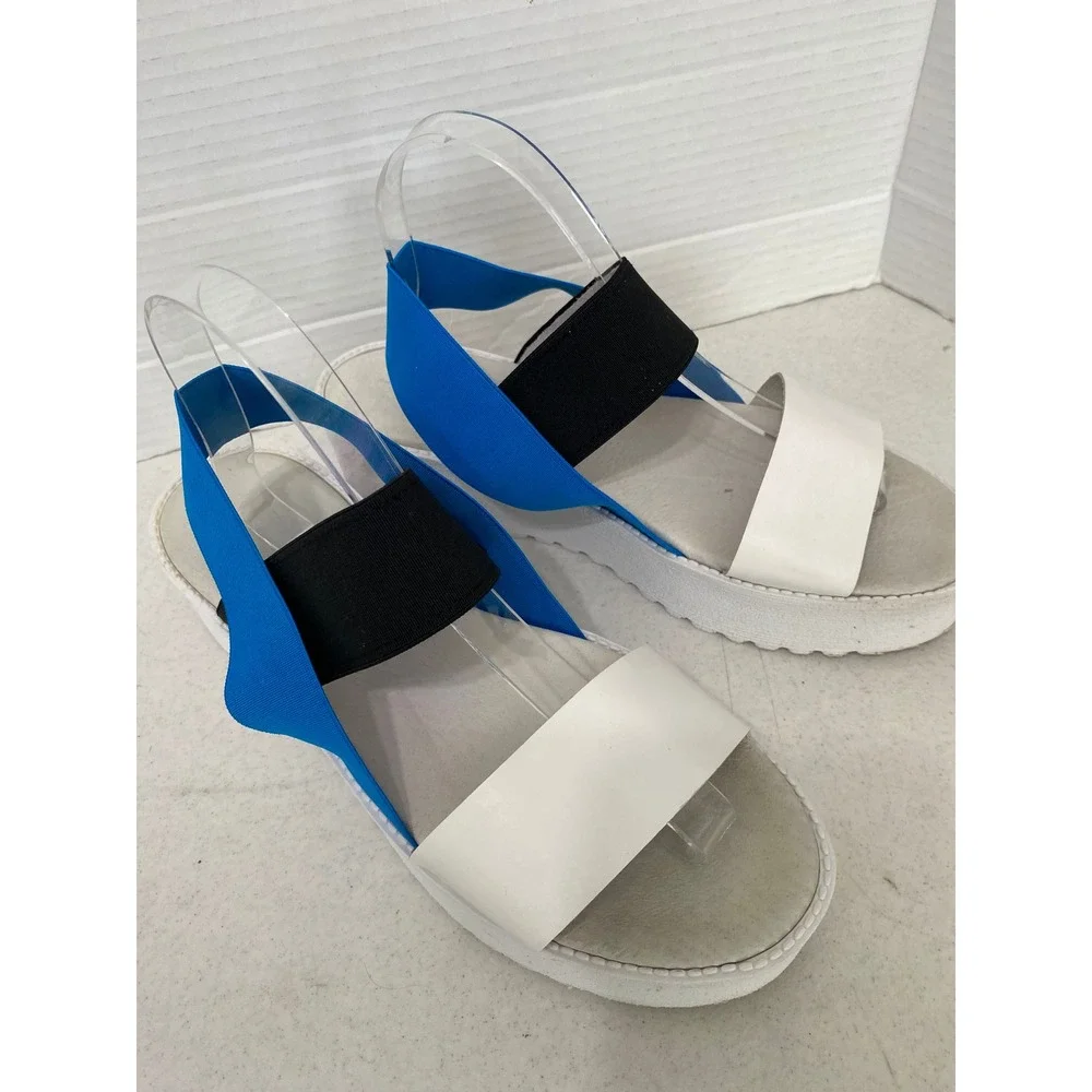 Sixtyseven Platform Sandals Womens 40‎ Blue White Black Elastic Flatform Good